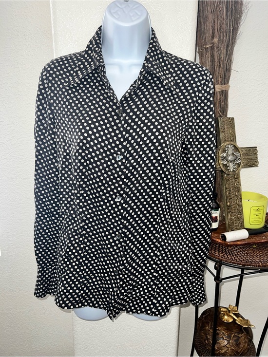 Kenneth Cole Tops - Silk Black Polka Dot Button-Up Blouse